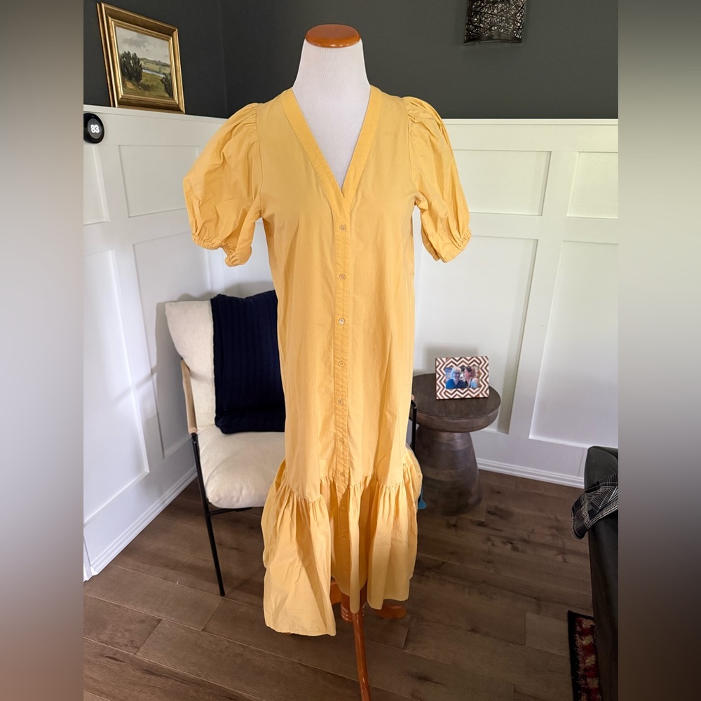 Sundays Yellow Puff Sleeve Maxi Dress